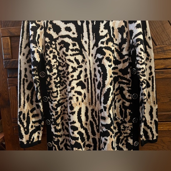 Chicos Cashmere Cotton Blend Knit Leopard Print Sweater Mini Dress - Picture 6 of 11